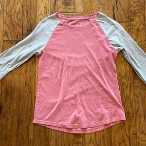 Pact 3/4 Sleeve Mauve Pink and Grey T-shirt size small